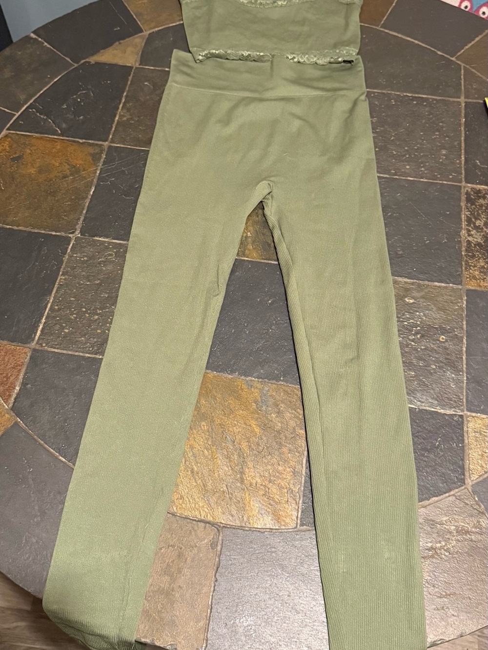 Olive Green Ribbed Jumpsuit